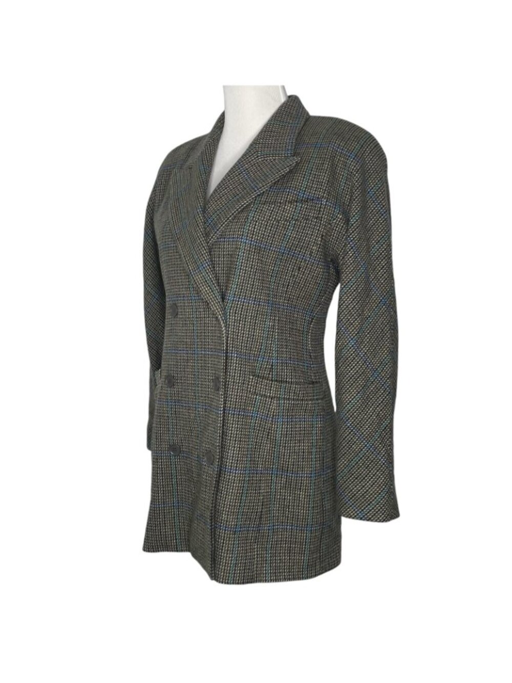 Vintage Escada Wool Blazer Jacket by Margaretha Ley Size 38 Plaid Double Breast - Picture 2 of 10